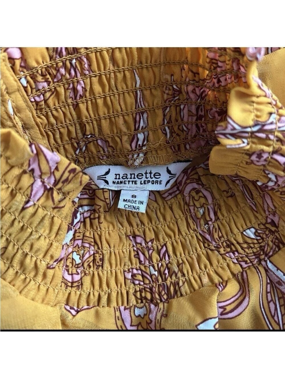 Nanette Lepore Gold Paisley Dress Size 8 - Picture 7 of 7
